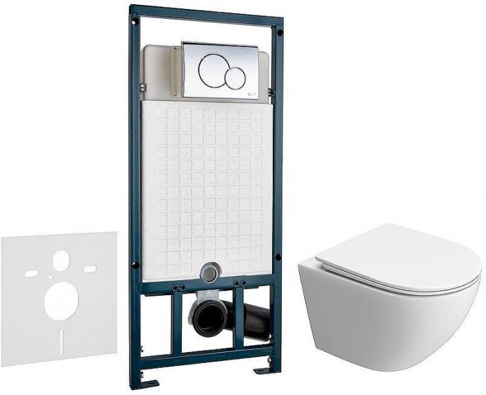 Комплект унитаза BelBagno Uno-Tor BB5177CH-TOR/SC с сиденьем Микролифт и инсталляцией WeltWasser WW Marberg 507 10000005949+10000005952 с клавишей смыва Хром глянцевый
