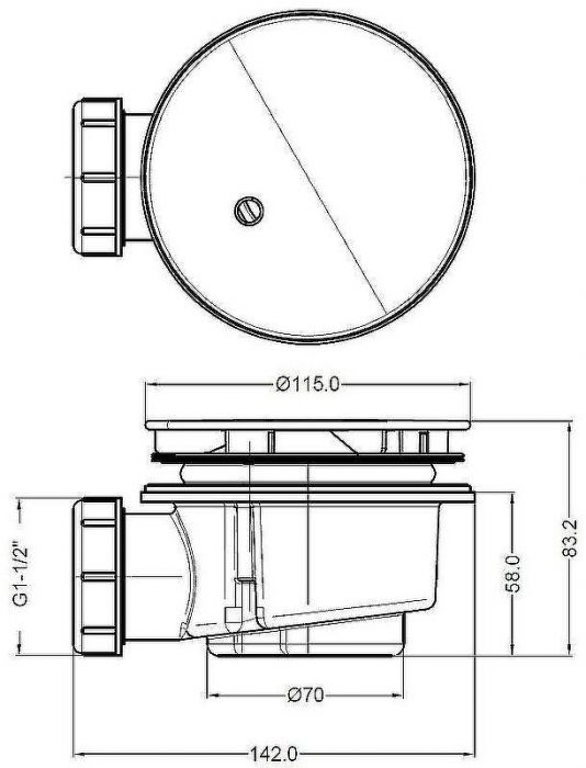 Сифон для душевого поддона BelBagno BB-01-90 Серый