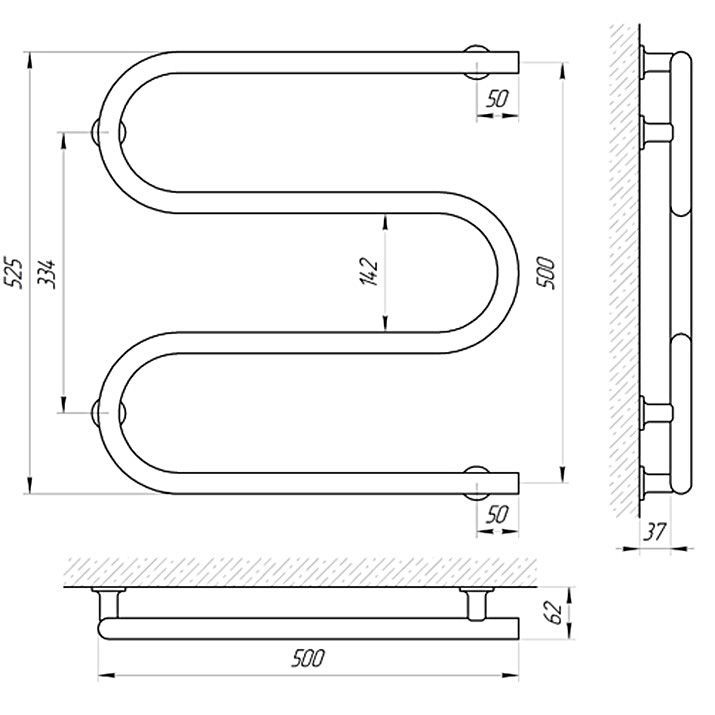 Полотенцесушитель электрический Laris М-образный 50х50 белый