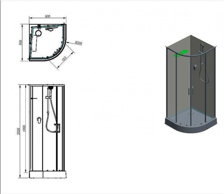 Душевая кабина Aquanet Passion EVO R Black 80х80 281984 без гидромассажа