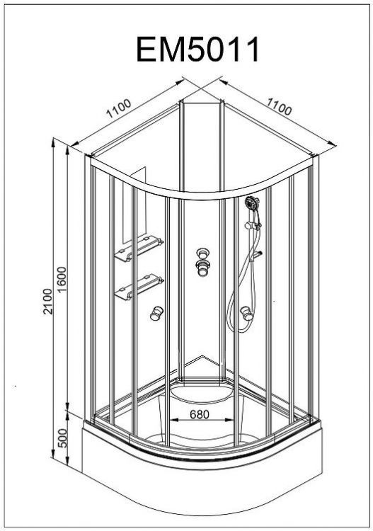 Душевая кабина Avacan 110 EM5011N без гидромассажа Душевая кабина Avacan 110 EM5011N без гидромассажа