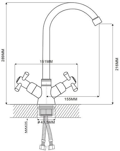 Смеситель для кухни Ekko E49118-8 цвет Хром Черный
