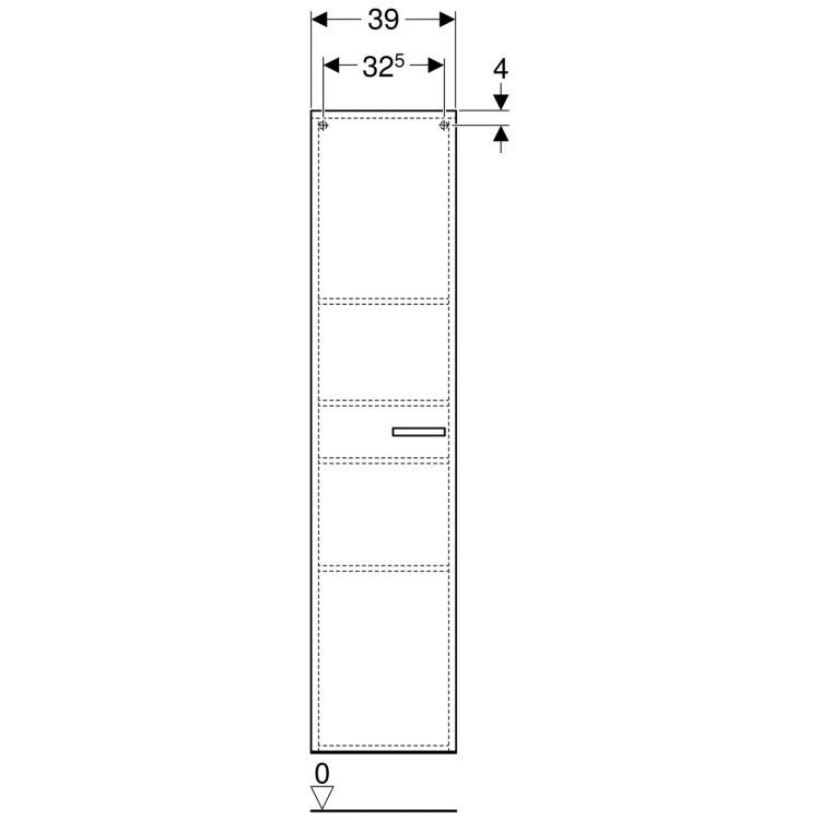 Шкафчик боковой Geberit Renova Plan высокий  1730 мм, с одной дверцей и двумя внутренними выдвижными ящиками, белый