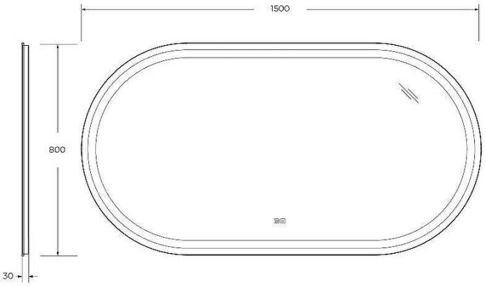 Зеркало Cezares Giubileo 150 CZR-SPC-GIUBILEO-1500-800-TCH-WARM с подсветкой с сенсорным выключателем и подогревом