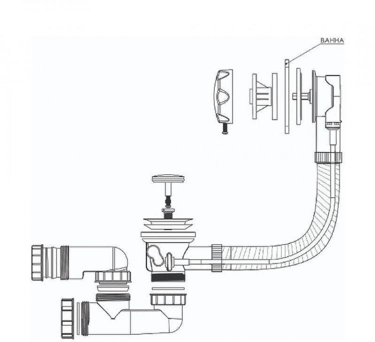 Слив-перелив Bettoserb 125316 полуавтомат Серебристый