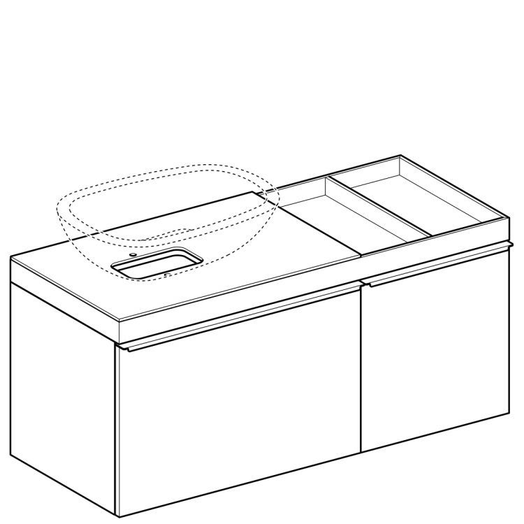 Тумба под раковину Geberit Citterio 118.4x54.3x50.4, правая, темный дуб, черное стекло [500.564.JJ.1]