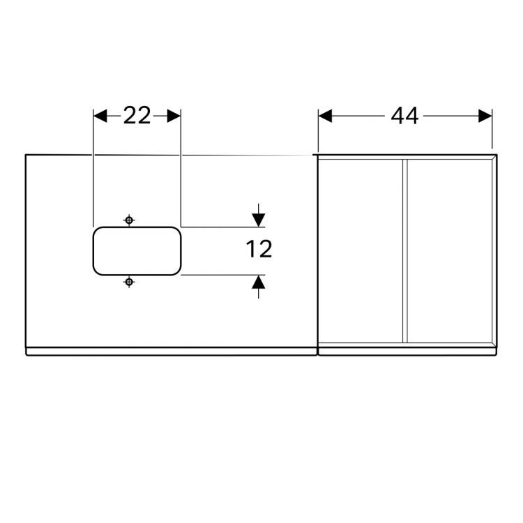 Тумба под раковину Geberit Citterio 118.4x54.3x50.4, правая, темный дуб, черное стекло [500.564.JJ.1]