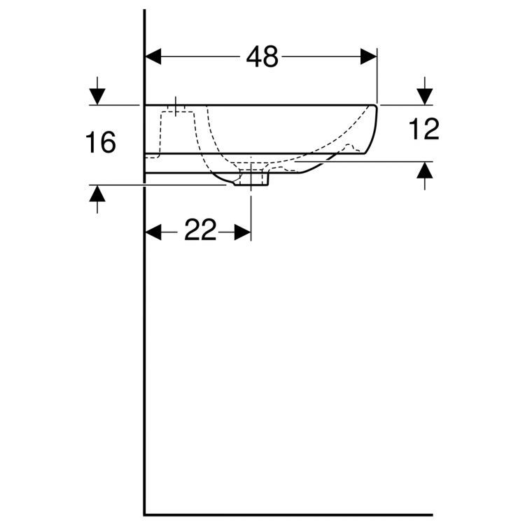 Раковина Geberit Smyle 60х48 см, с отв. под смеситель, с отв. перелива [500.228.01.1]