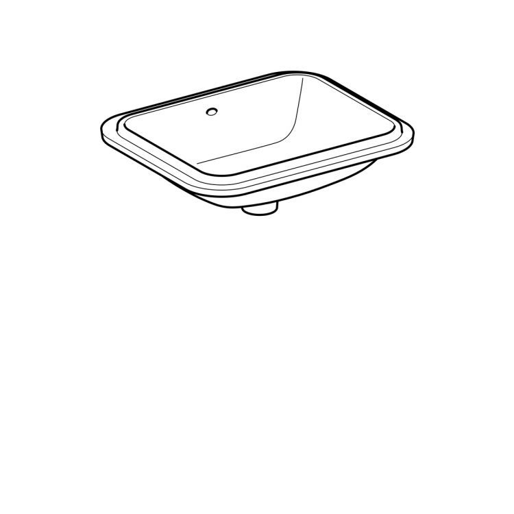 Раковина Geberit VariForm с установкой под столешницу прямоугольной формы, Т1=45х35 см, без отв. под смеситель, с отв. перелива [500.760.01.2]