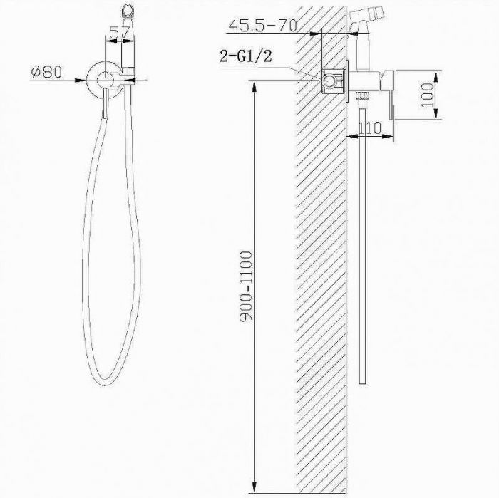 Гигиенический душ со смесителем Abber Wasser Kreis AF8125NG Никель