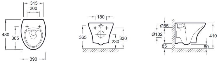 Унитаз подвесной безободковый Jacob Delafon Nouvelle Vague EDK102-00, 48x39 см