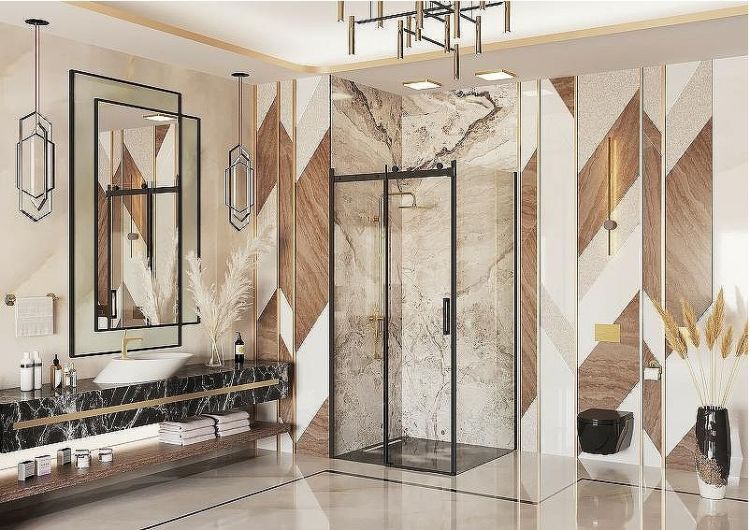 Душевой уголок Ambassador Benefit 120x80 19021201HB-80HB профиль Черный стекло прозрачное