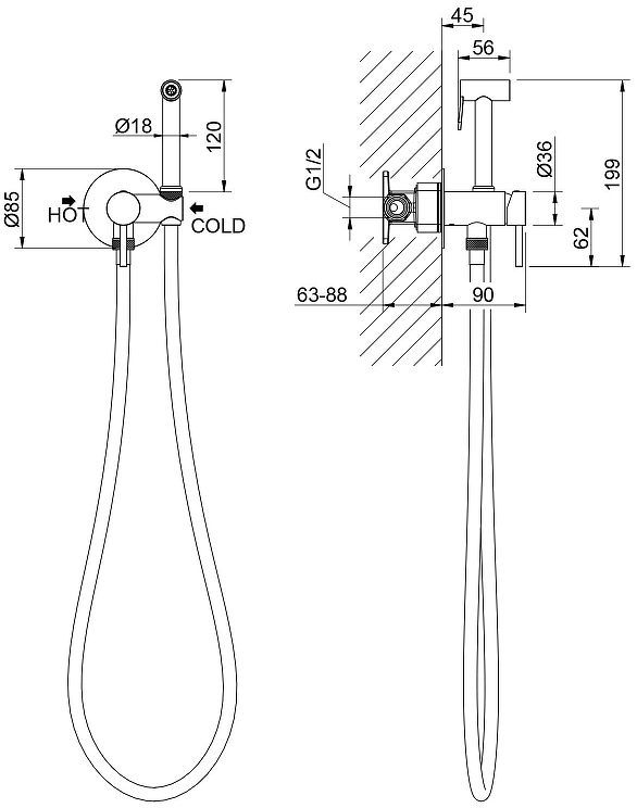 Гигиенический душ со смесителем Timo Saona 2338/16SM цвет Белый матовый