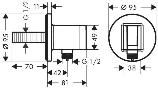 Hansgrohe Fixfit S Шланговое подсоединение, 1/2&amp;quot;, цвет: чёрный матовый