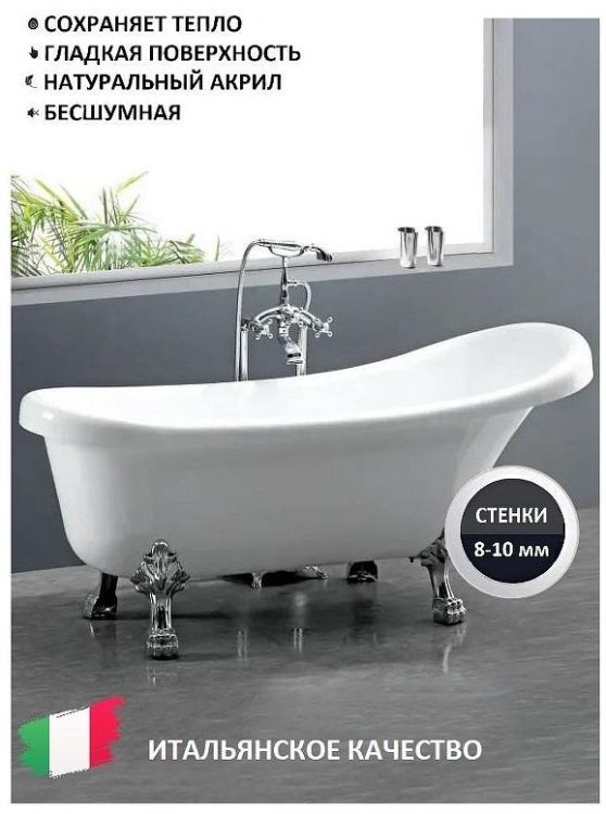 Акриловая ванна Ceruttispa Classic 157x74 CT9323 без гидромассажа Акриловая ванна Ceruttispa Classic 157x74 CT9323 без гидромассажа