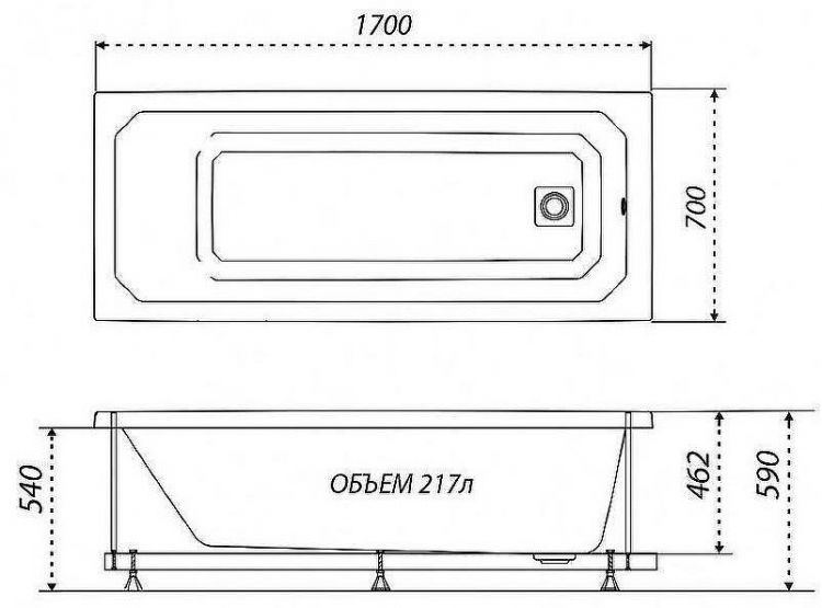 Акриловая ванна Triton Прага 170x70 Щ0000049118 без гидромассажа