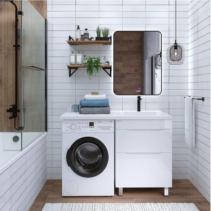 Раковина Grossman Madera Камилла 110 R 1101032 с местом под стиральную машину Белая