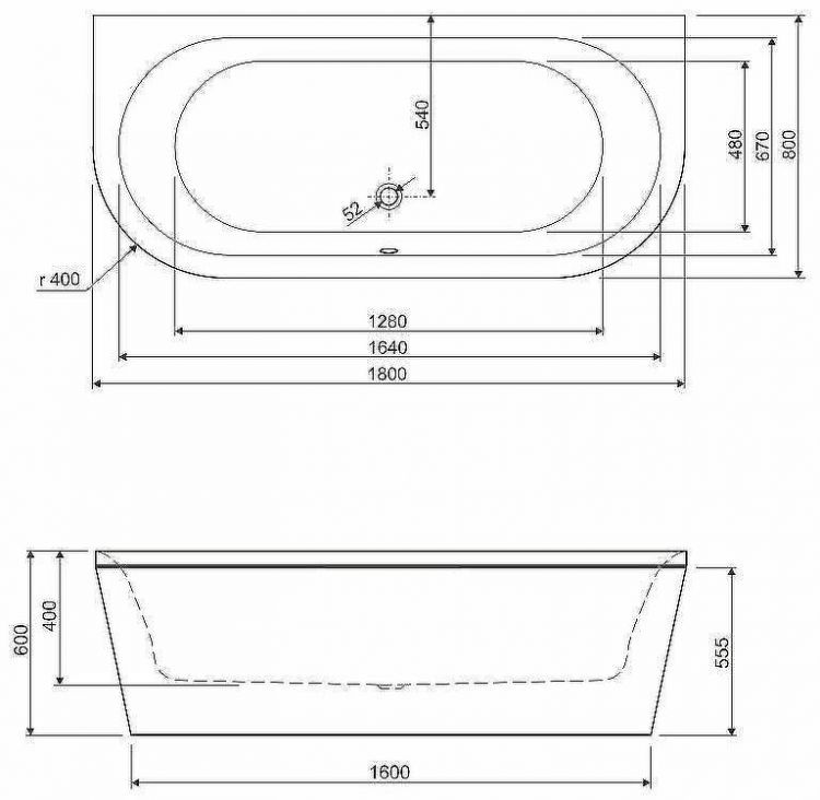 Акриловая ванна Cezares Metauro 180x80 METAURO-wall-180-80-40-W37 без гидромассажа
