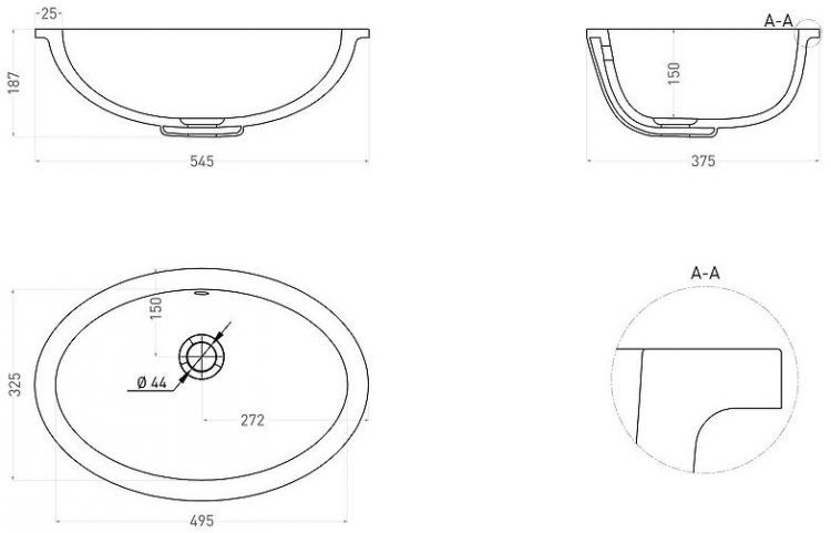 Раковина Salini Marea 12 55 1101109G Белая глянцевая