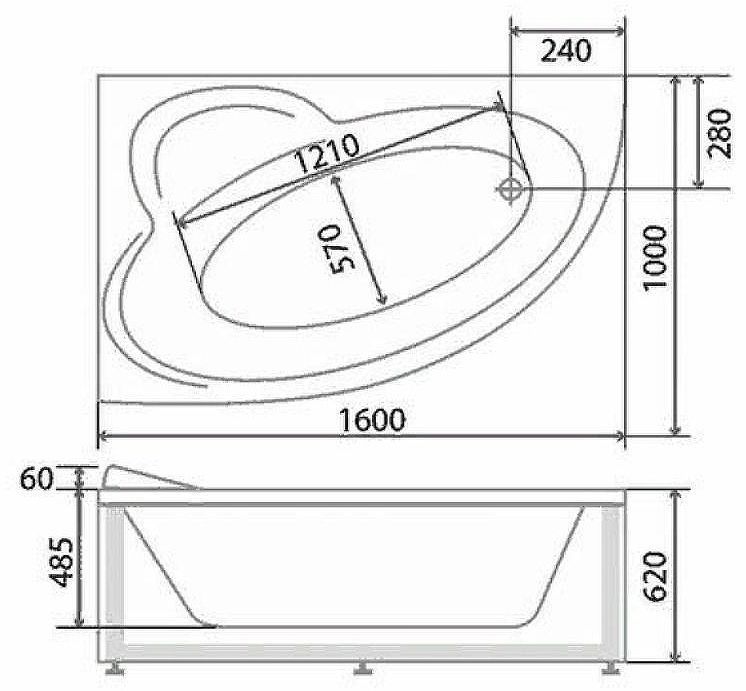 Акриловая ванна BellSan Виола 160х100 L 4627171530141 без гидромассажа