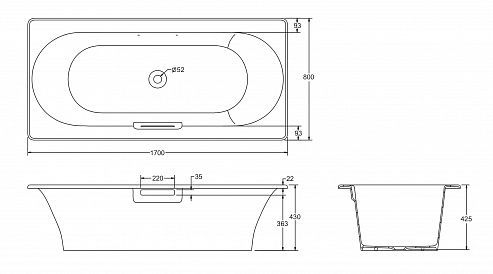 Чугунная ванна Jacob Delafon Volute 170х80 E6D901-0, белый Чугунная ванна Jacob Delafon Volute 170х80 E6D901-0, белый