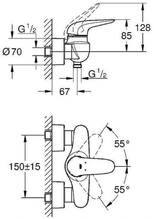 Смеситель для душа Grohe Eurostyle 23722LS3 Белая луна