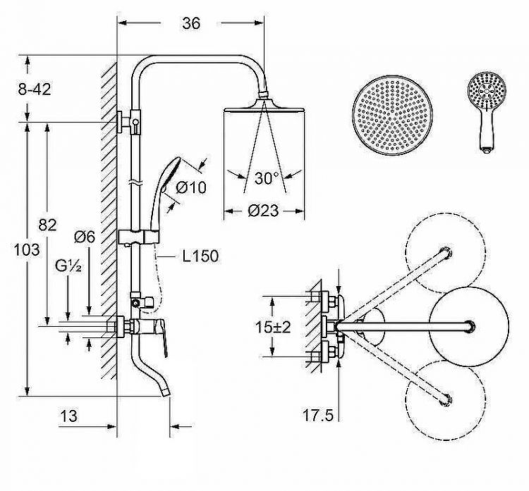 Душевая система Laguraty 17060A Хром