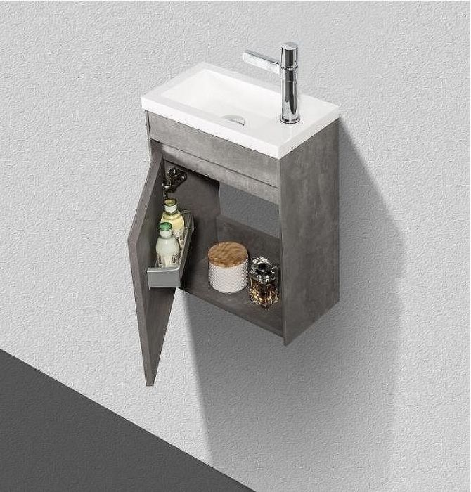 Тумба под раковину BelBagno Pietra Mini 46 L PIETRA MINI-460-1A-SO-SCM-L подвесная Stucco Cemento