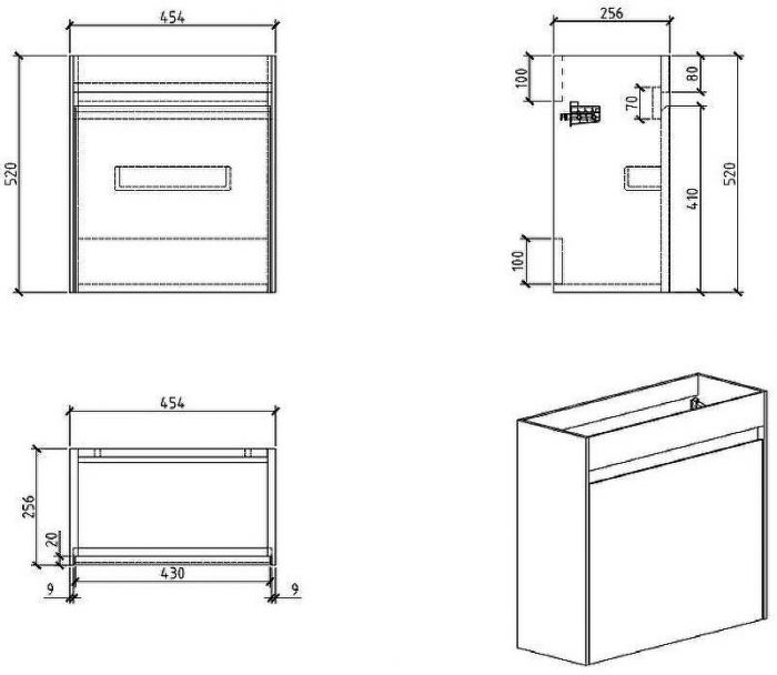 Тумба под раковину BelBagno Pietra Mini 46 L PIETRA MINI-460-1A-SO-SCM-L подвесная Stucco Cemento