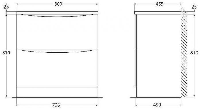 Тумба под раковину BelBagno 80 ACQUA-800-2C-PIA-BL Bianco Lucido