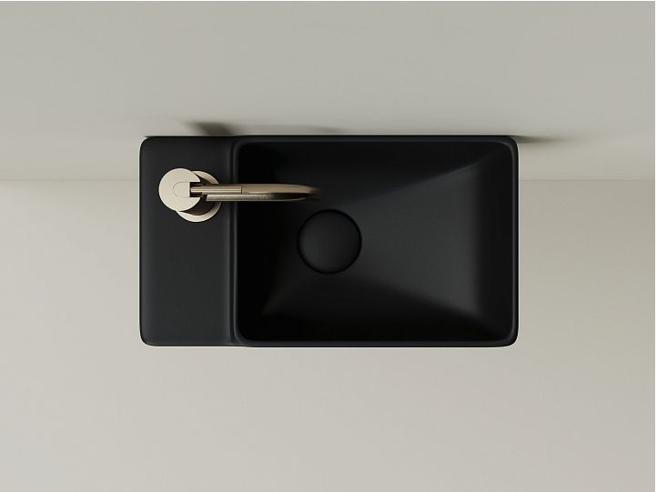 Умывальник CERAMICANOVA Element подвесной прямоугольный (чаша справа, отверстие под смеситель слева) цвет черный матовый CN5046MB