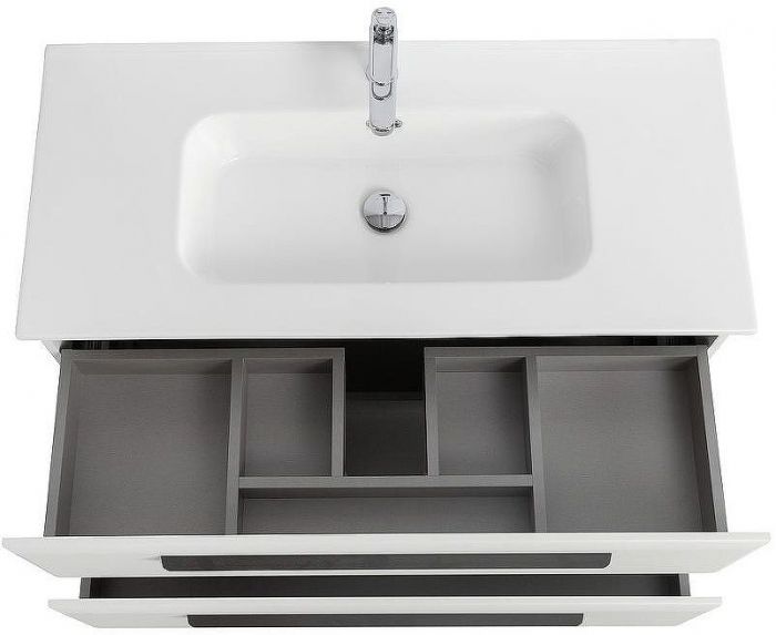 Тумба под раковину Cezares Eco-Cer-N 100 ECO-CER-N-1000-2C-SO-BL подвесная Bianco Lucido без ручек