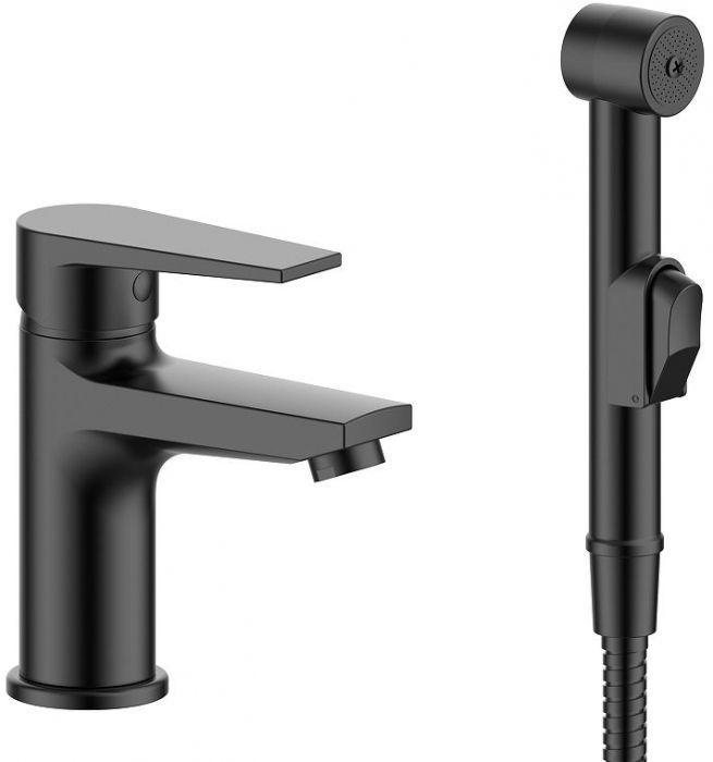 Смеситель для раковины ESKO Budapest black BT27HB с гигиеническим душем цвет Черный матовый