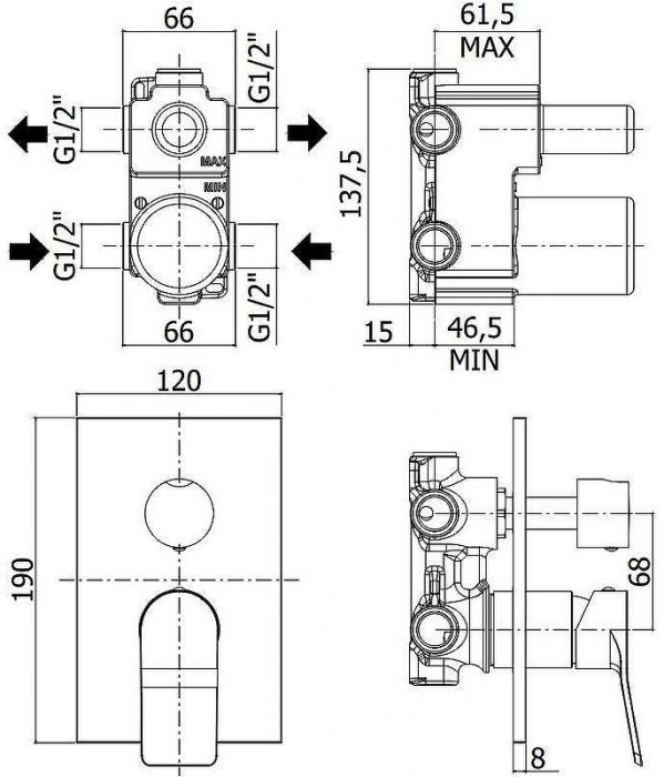 Смеситель для душа Paffoni Tilt TI018CR/M цвет Хром