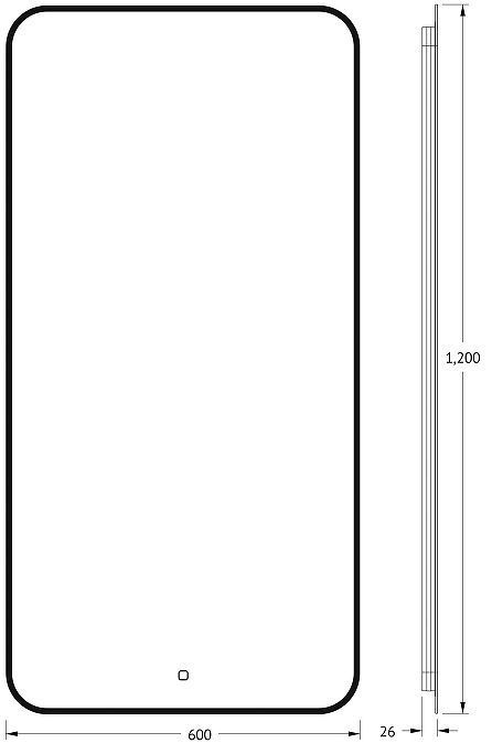 Зеркало Defesto Aura 60х120 DF 2968S с подсветкой 34W-4500K/Сенсорный выключатель/Нейтральный белый свет/Черная рама