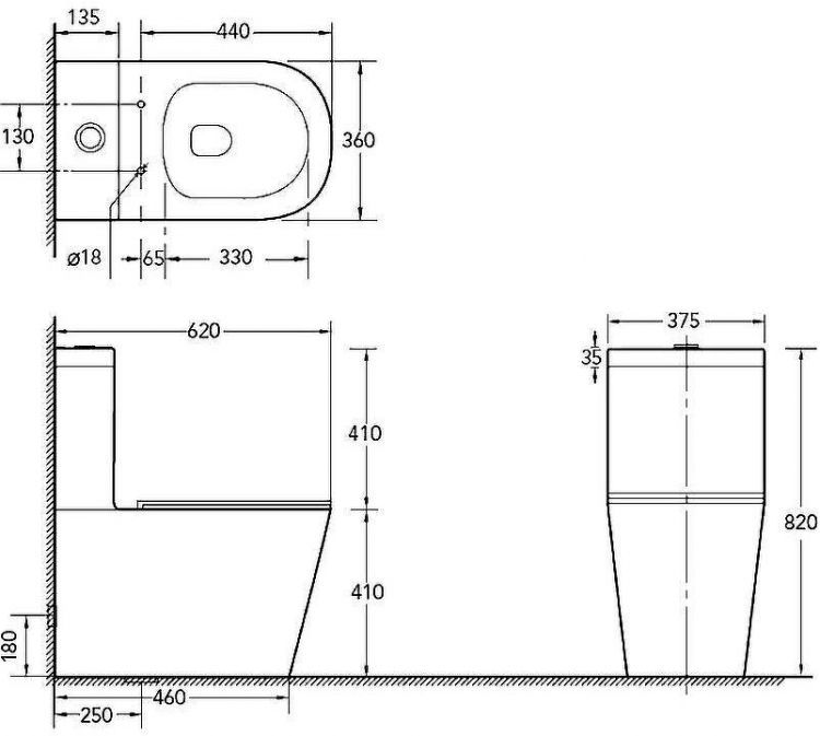 Унитаз компакт SantiLine SL-5014 с бачком и сиденьем Микролифт