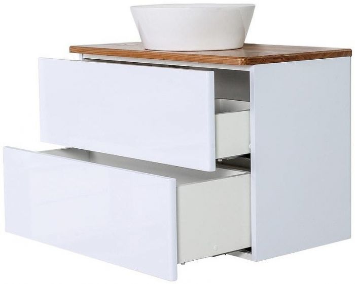 Тумба с раковиной Orange Otto 75 Ot-75TuWOOD+B08-360W подвесная Белая Ясень