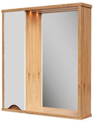 Зеркало со шкафом Volna Barney 60 L zsBARNEY60.L-04 с подсветкой цвет Белый Дуб гудзон