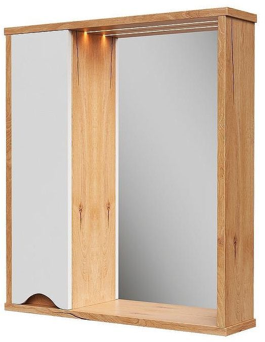 Зеркало со шкафом Volna Barney 60 L zsBARNEY60.L-04 с подсветкой цвет Белый Дуб гудзон