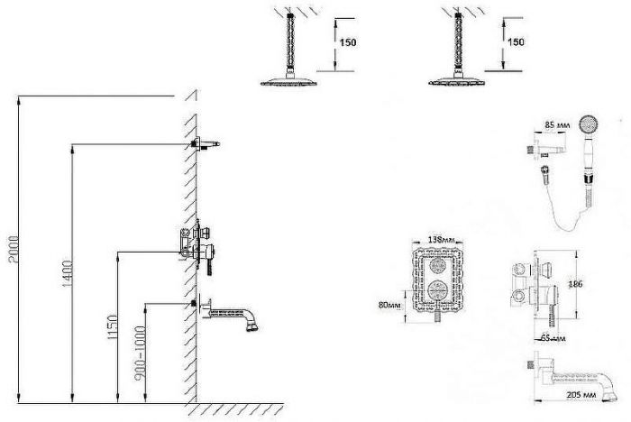 Душевая система Bronze de Luxe Windsor 10137/1R Бронза