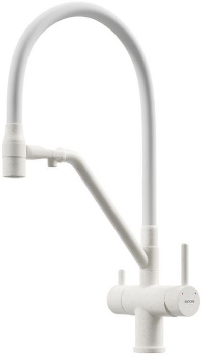 Смеситель для кухни Sancos Dora с гибким изливом, цвет матовый белый/белый, SC4003MW