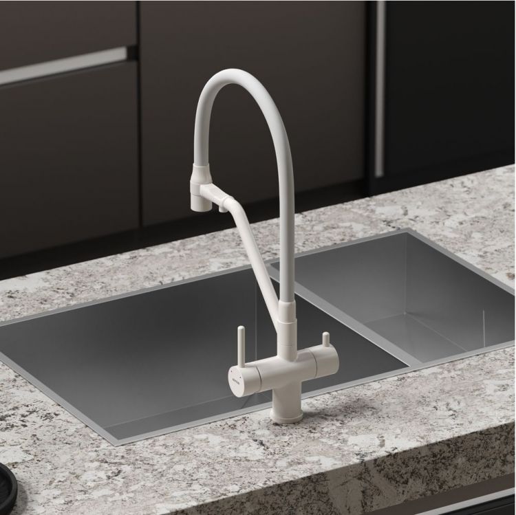 Смеситель для кухни Sancos Dora с гибким изливом, цвет матовый белый/белый, SC4003MW