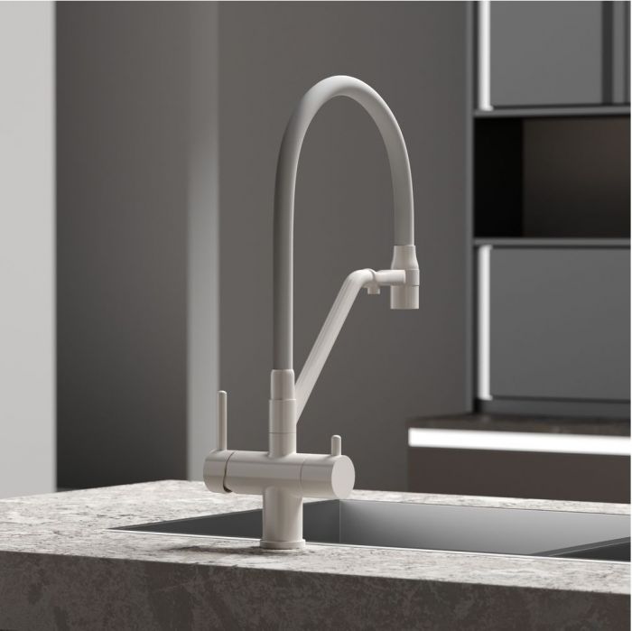 Смеситель для кухни Sancos Dora с гибким изливом, цвет матовый белый/белый, SC4003MW