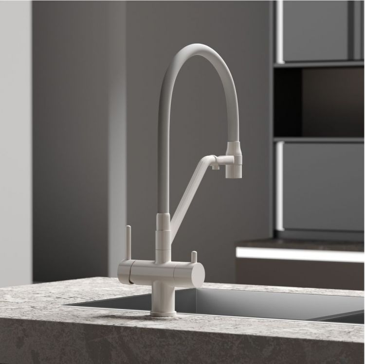 Смеситель для кухни Sancos Dora с гибким изливом, цвет матовый белый/белый, SC4003MW