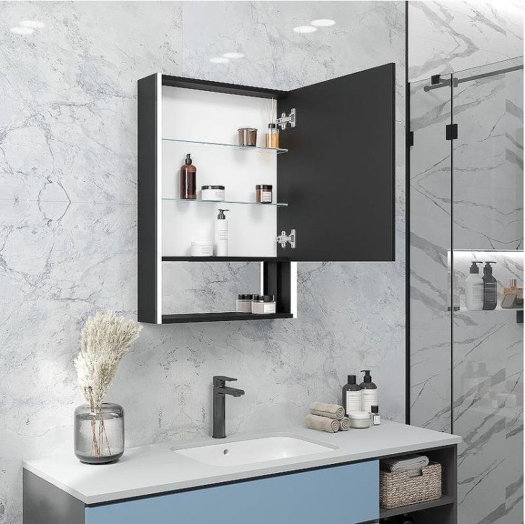 Зеркальный шкаф Reflexion Box 600х800 RF2421BL с подсветкой Черный матовый Зеркальный шкаф Reflexion Box 600х800 RF2421BL с подсветкой Черный матовый