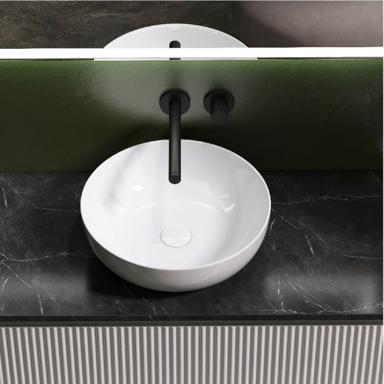 Тумба подвесная SANCOS Snob R, Bianco 995х445х500, под столешницу без отверстия под смеситель, цвет Black Sky, SNR100W