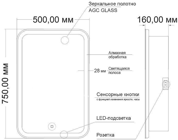 Зеркальный шкаф Mixline Фиджи 50 550381 с подсветкой цвет Белый