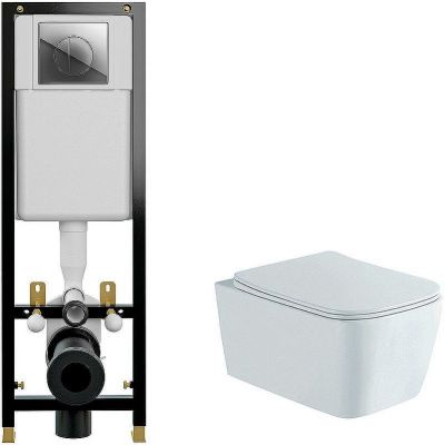 Комплект унитаза Aquatek Либра New AQ1148N-00 с инсталляцией Cersanit Black 35 S-IN-BLACK-Cg-w с сиденьем Микролифт и клавишей смыва Хром