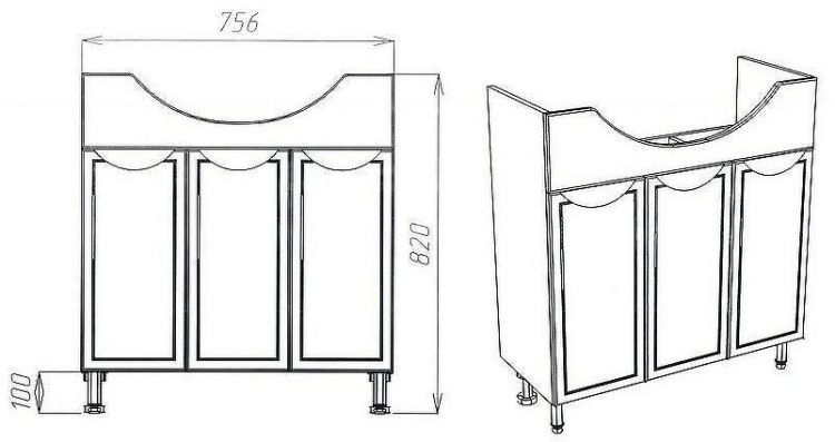 Тумба под раковину VIANT Лима 80 VLIM80ER-T3ST Белая