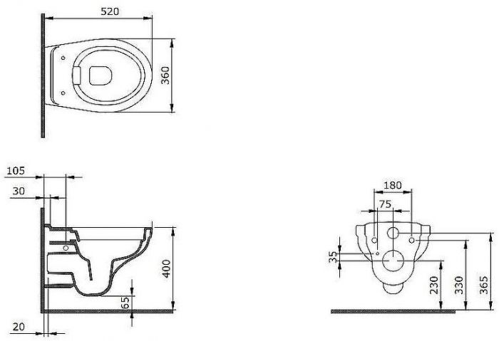 Унитаз Bocchi Taormina Pro Rimless 1451-001-0129 подвесной Белый глянцевый без сиденья